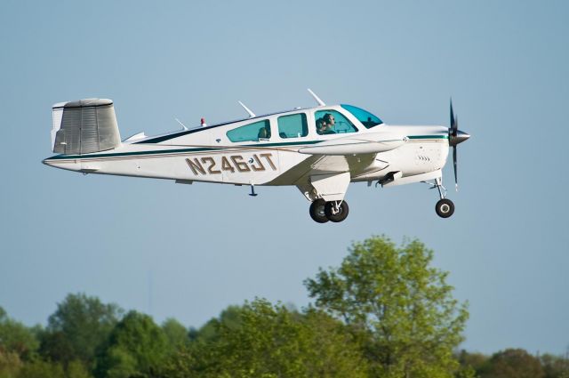 Beechcraft 35 Bonanza (N246JT) - Departing Hickory on 24 - 9.Apr.10