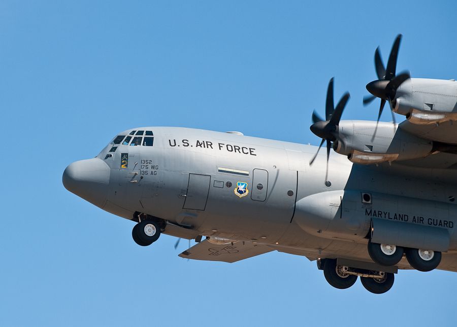 Lockheed C-130 Hercules (N1352) - Maryland ANG C-130 Hercules on Final to KBGR