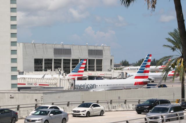 — — - A view of the American Airlines gates at Terminal D.