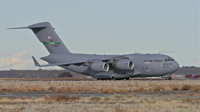 Boeing Globemaster III (97-0042) - "SONIC 71" taxis to Rwy 32R for takeoff on 11/8/13. (cn F045/P42). The aircraft is with the 62nd AW at McChord AFB.