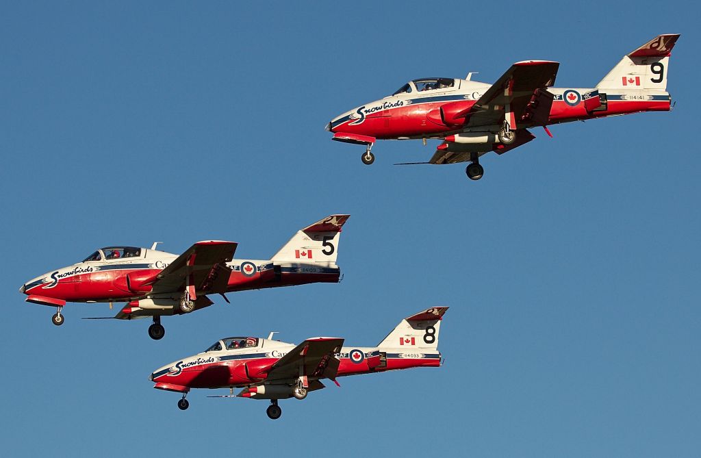 Canadair CL-41 Tutor (11-4109) - RCAF Snowbirds 5, 8, and 9 arriving for the Alliance Fort Worth Airshow 10/09/2018. (Please view in "full" for highest image quality)