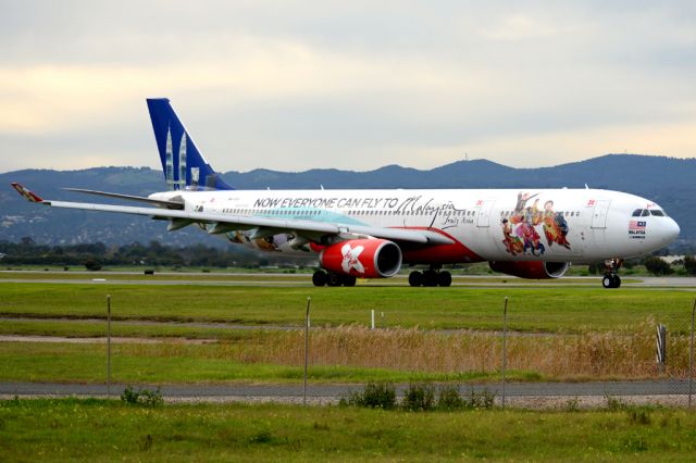 Airbus A330-300 (9M-XXF) - On taxiway heading for take-off on runway 05, for flight home to Kuala Lumpur, Malaysia. Wednesday. Thursday, 19 June 2014.