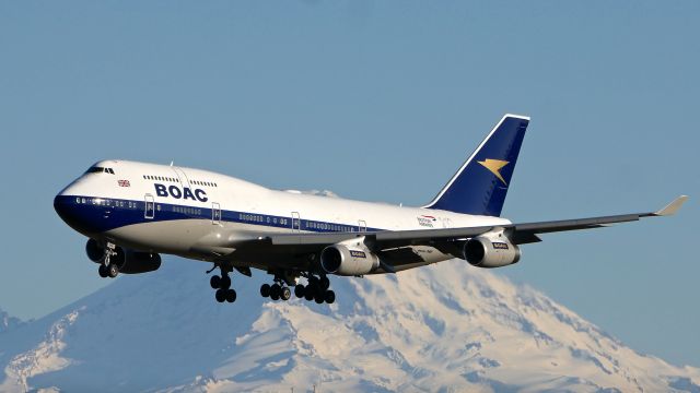 Boeing 747-400 (G-BYGC) - BAW49 from LHR on final to SEA Rwy 34R on 3.18.19. (ln 1195 / cn 25823).