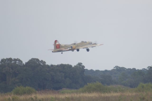 Boeing B-17 Flying Fortress (SAI93012) - Collins Foundation B-17 Nine O Nine departing Charleston Executive Airport on 1 Nov 15.