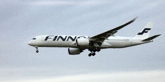 Airbus A350-900 (OH-LWC) - On short final is this 2015 Finnair Airbus 350-941 in the Winter of 2023.  EDDF - KPHL