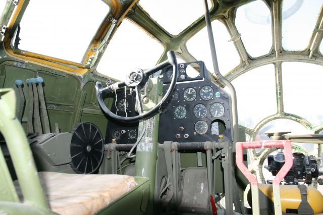 Boeing B-29 Superfortress (4461535) - Pilots seat of B-29 Superfortress Razn Hell made up of at least two other B-29s including 44-70064 salvaged from China Lake painted as 44-61535. Should have been named Frankenstein.