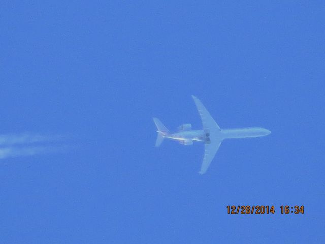 Canadair Regional Jet CRJ-700 (N543EA) - American Eagle flight 3101 from OKC to ORD over Southeastern Kansas at 35,000 feet.