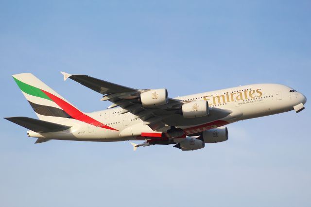 Airbus A380-800 (A6-EVM) - An Emirates A380-800 taking off from runway 09R at LHR.br /br /Location: Great South-West Road.br /Date: 05.02.23 (dd/mm/yy),