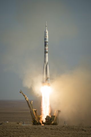 — — - The Soyuz TMA-11M rocket is launched with Expedition 38 Soyuz Commander Mikhail Tyurin of Roscosmos, Flight Engineer Rick Mastracchio of NASA and Flight Engineer Koichi Wakata of the Japan Aerospace Exploration Agency onboard, Thursday, Nov. 7, 2013, at the Baikonur Cosmodrome in Kazakhstan (Nov. 6 in the U.S.). Tyurin, Mastracchio, and, Wakata will spend the next six months aboard the International Space Station.     Credit: NASA/Bill Ingalls