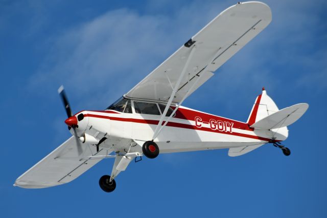 Piper PA-12 Super Cruiser (C-GOIY) - 1946 Piper PA-12 Super Cruiser (C-GOIY/12-613) returning after a short flight on Feb 7, 2022