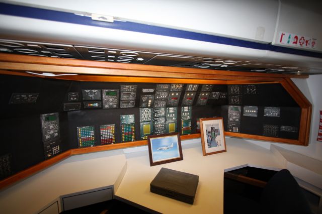N27000 — - Replica of the interior of Air Force One used before the Current 747.  this is the Presidential communication center, only declassified instruments are shown.  Black areas represent Top Secret areas.