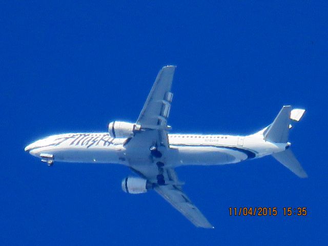 BOEING 737-400 (N703AS) - Alaska Airlines test flight 9430 out of OKC over Southeaster Kansas at 15,900 feet and 150mph.