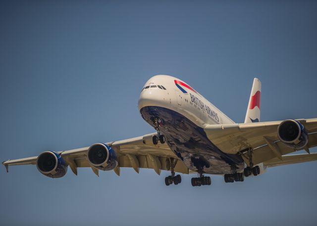 Airbus A380-800 (G-XLEB) - The Whale descends into Runway 24R at Los Angeles in the mid-morning light of June 5, 2014. © Bo Ryan Photography | a rel=nofollow href=http://www.facebook.com/BoRyanPhotowww.facebook.com/BoRyanPhoto/a Please vote if you like the image!