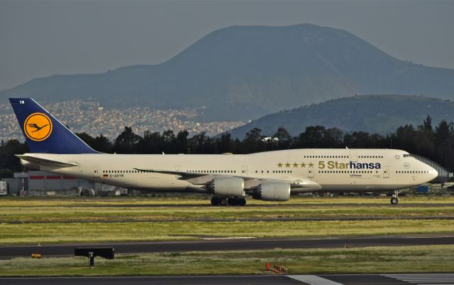 BOEING 747-8 (D-ABYM) - B747-8, (D-ABYM), taxing to designate gate at the terminal 1 in Mexico City Airport (AICM).