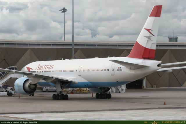 Boeing 777-200 (OE-LPC) - 28th August, 2024: Aircraft parked on the apron for 9 hours between flights from Vienna to Bangkok (OS 025) and back (OS 026). 