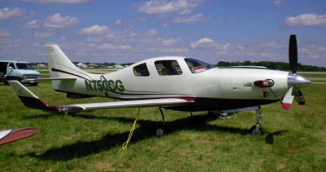 Lancair Lancair 4 (N750CG) - N750CG is Lancair IV-P with a Walter 601D Turbine engine.  Shown here on display at Oshkosh 2010 with a "For Sale" sign in the window.