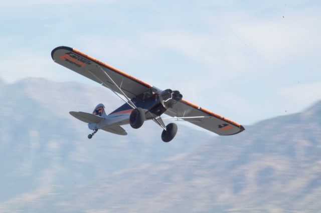 Piper L-21 Super Cub (N371RJ) - Cory Robin doing a high speed pass in his carbon cub “Ghost” at the Planes, trains and automobiles airshow. 