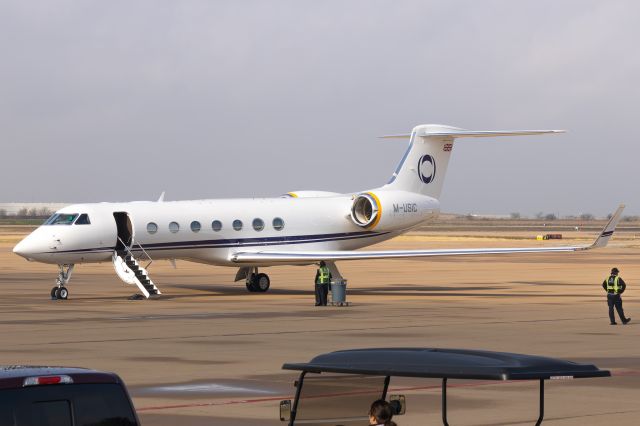 Gulfstream Aerospace Gulfstream V (M-USIC) - M-USIC sits on the ramp after a flight in from Farnborough. At Alliance for an MX check