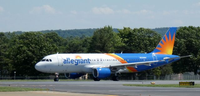 Airbus A320 (N235NV) - Taxiing for departure is this 1999 allegiant Airbus 320-214 from the Spring of 2022.