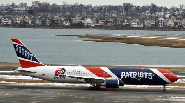 BOEING 767-300 (N36NE) - Eastern 7751 Heavy Robert Kraft saying thank You to Health care Workers bringing 75 of them to the Super Bowl
