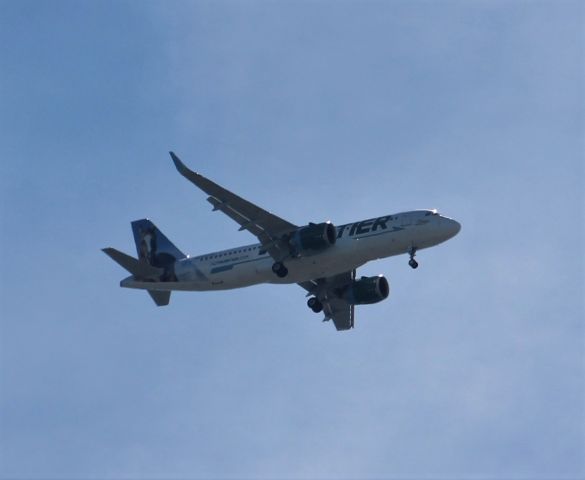 Airbus A320 (N307FR) - The newest a320Neo Champ the Bronco on final for SNA