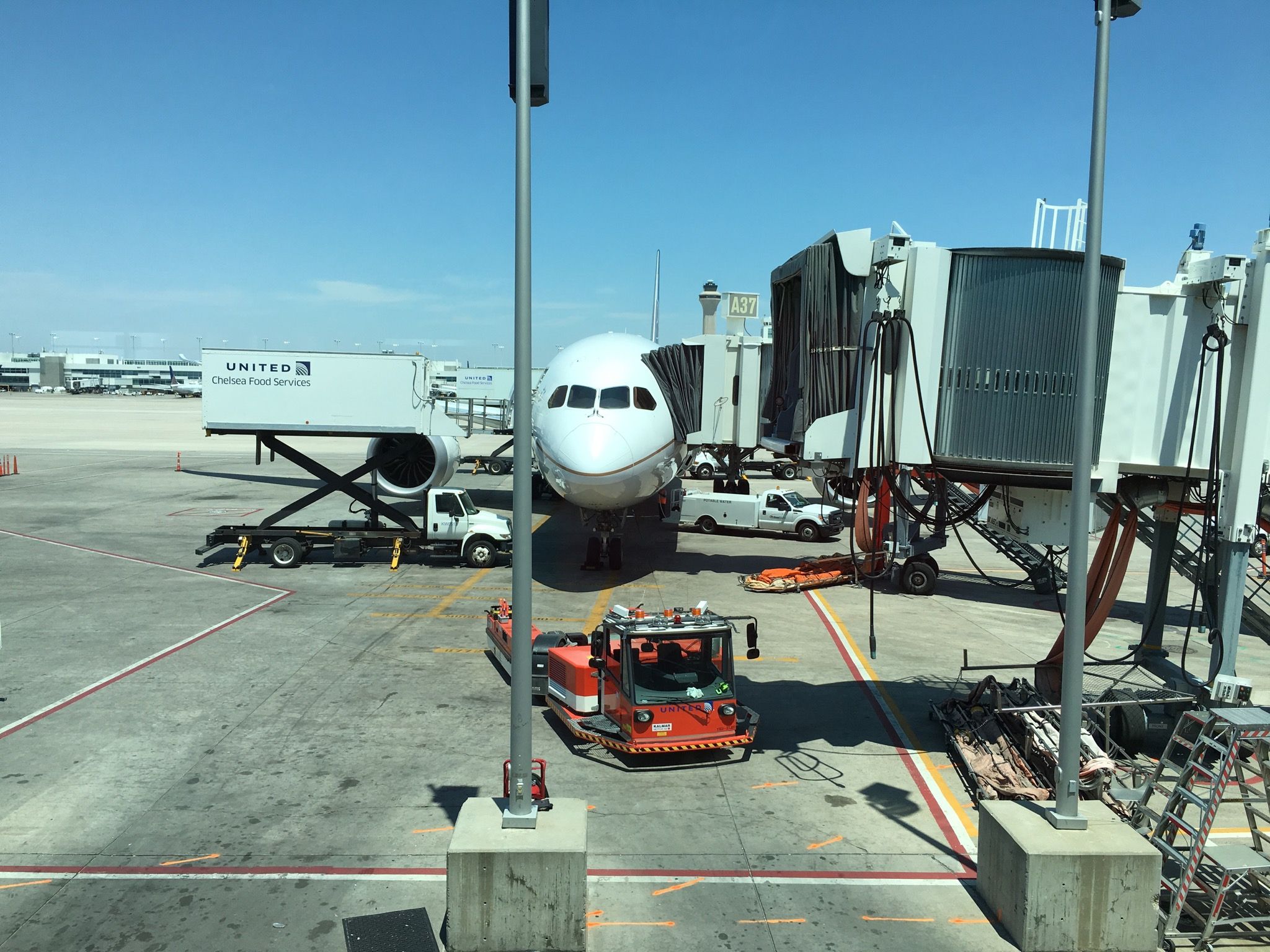 Boeing 787-8 (N28912) - United 787-8 from Denver International to Houston Intercontinental.. Plane was prepared at gate A37 before being towed to Concourse B for boarding.br /Early afternoon on June 28, 2016.