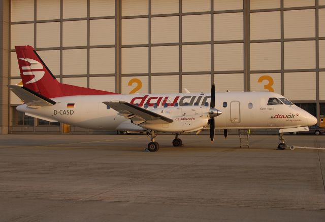 Saab 340 (D-CASD) - Photo taken at Hamburg by Lufthansa Technics after painting - 2005-03-10.