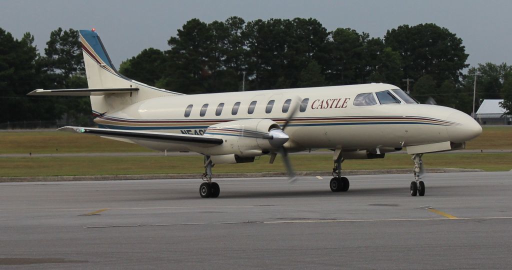 Fairchild Dornier SA-227DC Metro (N54GP) - A 1975 model Swearingen SA226-AT Merlin IV moving on the ramp with thunderstorms nearby at Thomas J. Brumlik Field, Albertville Regional Airport, AL - late afternoon, August 7, 2020.