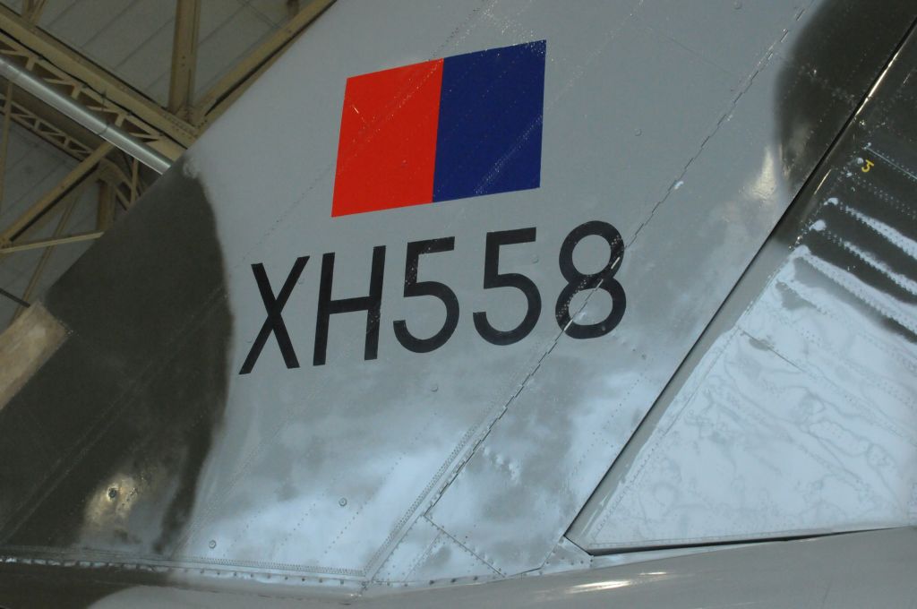 XH558 — - The only flying Vulcan left, in its hangar at "ROBIN HOOD" Airport, Doncaster, having its winter Service.