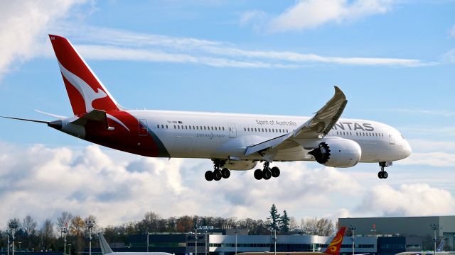 Boeing 787-9 Dreamliner (VH-ZNB) - BOE270 on final to Rwy 16R to complete a C1 flight on 12.4.17. (ln 641 / cn 39039).