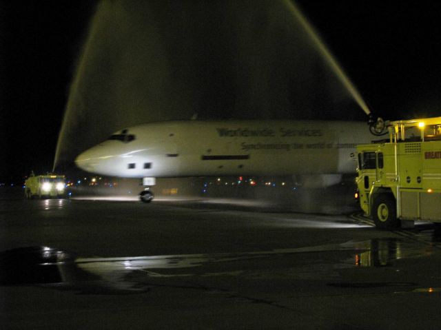 GAO8 — - F.E. retirement tribute by Rockford Fire Dept. UPS is retiring their fleet of DC-8s and all Flight Engineers will be a thing of the past