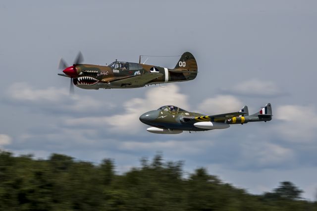 — — - Curtiss P-40 Warhawk & de Havilland Vampirebr /Westmoreland County Airshowbr /Arnold Palmer Regional Airport, Latrobe, PAbr /7-29-2018