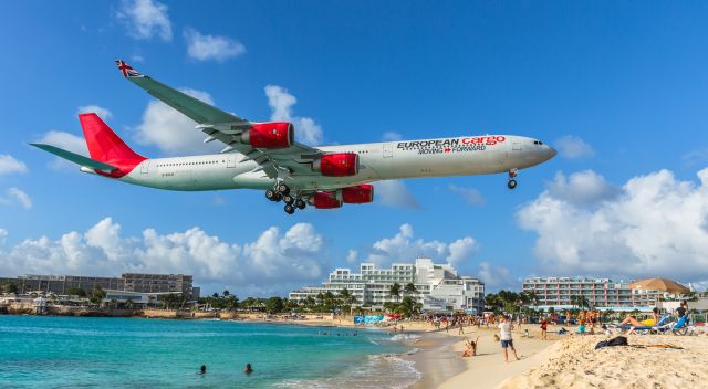 Airbus A340-600 (G-ECLB) - European Cargo Airbus A340-600 for the very first time over the beach for landing!!br /10/12/2021