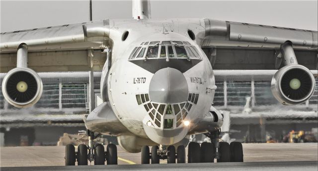 Ilyushin Il-76 (RA-76846) - Face to face to the Russian IL-76TD registration RA-76846 after taxing out from parking and about ready for takeoff from St Maarten.