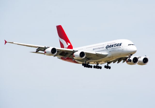 Airbus A380-800 (VH-OQA) - 10/03/2015 Qantas VQ-OQA A380 KDFW - This is the A380 that had the engine explosion that resulted in al almost disaster.