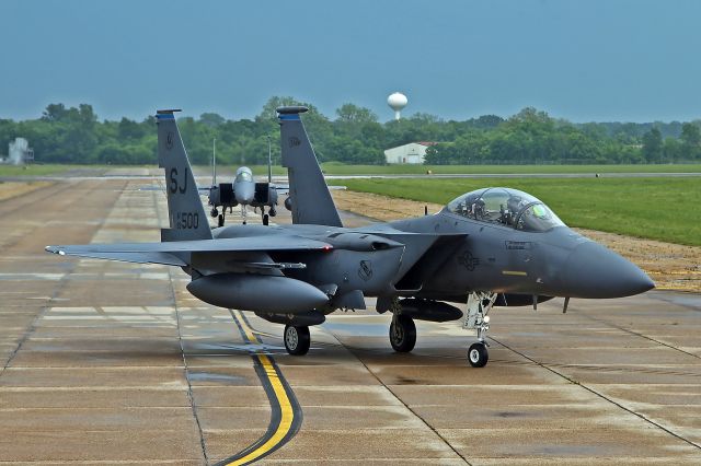 — — - A pair of F-15Es from Seymour Johnson arriving for the static display at Barksdale AFB, LA, 2016