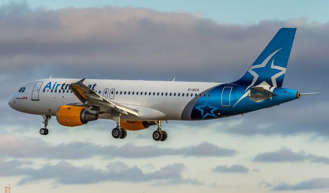 Airbus A320 (D-AICA) - An ex-Condor bird now in Air Transat service... Short finals for 06L at YYZ