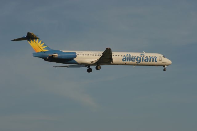 McDonnell Douglas MD-83 — - Allegiant Airlines Lands at Outagamie County Airport - Appleton, WI Runway 21 from Las Vegas.