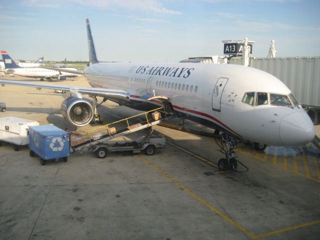 Boeing 757-200 (N938UW) - N938UW, a Us Airways 757-200. At Gate A13, at Philadelphia International Airport (KPHL) on August 29, 2011. This flight was to Amsterdam in the Netherlands