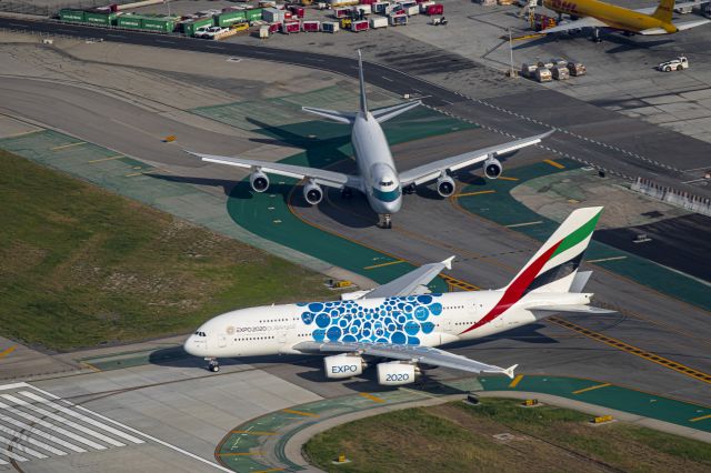 Airbus A380-800 (A6-EOD) - Flying with Star Helicopter over LAX...So long until we meet again