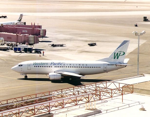 BOEING 737-300 (N948WP) - KLAS- Western Pacific arriving at Las Vegas in July 1995.