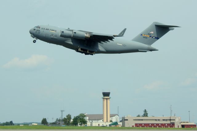 Boeing Globemaster III (04-4128) - 'Reach 296' departing home to McGuire AFB in NJ after arriving from Ramstein Air Base in Germany for a quick fuel stop