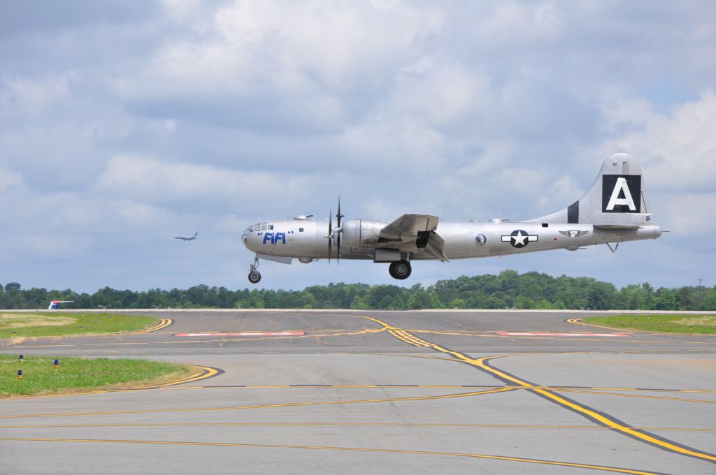 Boeing B-29 Superfortress (N529B) - Commemorative Air Force's B-29 "Fifi" landing in Charlotte, North Carolina May 28, 2012