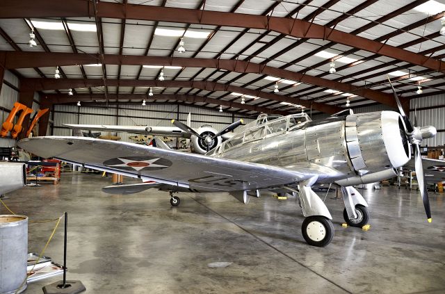 Experimental 100kts (N55539) - NX55539 1940 Seversky 2PA/AT-12 Guardsman  "The Seversky 2PA is the two-seat version of the single seat P-35 model manufactured by the Seversky Company, which was later reformed under the name Republic Aviation. Planes of Fame Air Museums AT-12 last served as the base commanders aircraft at Lowery Air Base, Denver, CO.  This aircraft is the only flyable AT-12 in the world."  Planes of Fame Air Museum TDelCoro October 21, 2012