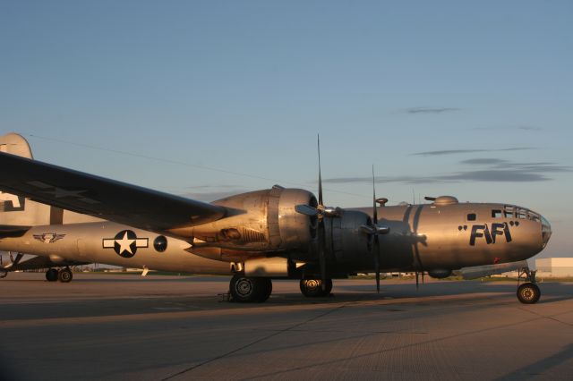 Boeing B-29 Superfortress (NX529B) - The sun sets on Fifi - Aug 6 2013 at KATW