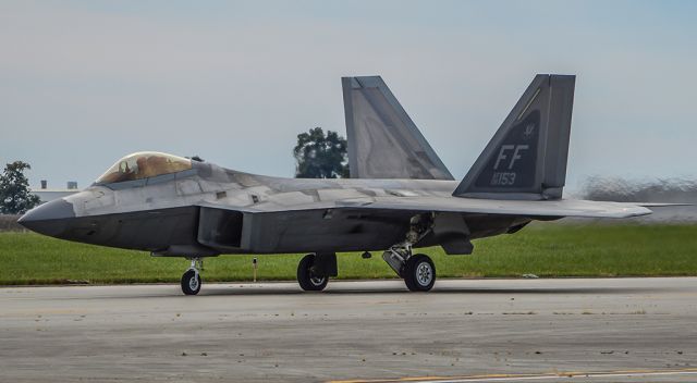 Lockheed F-22 Raptor (08-4153) - One of 32 F-22s that took shelter at Rickenbacker to avoid damage from Hurricane Matthew. Seen here taxiing out to go back home to Langley AFB.