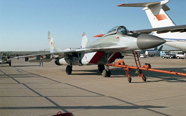 — — - MIG-29 "Fulcrum" at Alliance Airport, Fort Worth, Texas