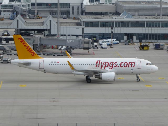 Airbus A320 (TC-DCI) - Pegasus A320-200(WL) TC-DCI having landed on 26R MUC and taxiing to terminal. 23.04.2016.