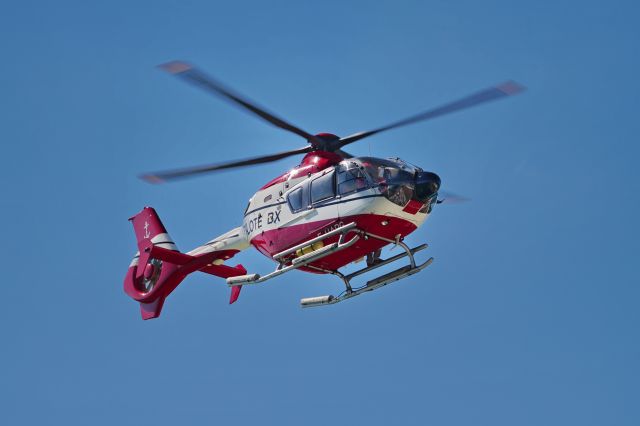 F-HAPG — - “Helitreuillage”: Picking up a ship-pilot by helicopter, as seen from on board the Holland America Line’s cruiseship  MS Prinsendam, leaving the Gironde river outbound to open sea.