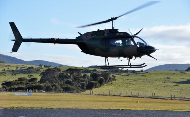 Bell JetRanger (VH-VJP) - Ex Army kiowa at Flinders Island, en route to Queensland, Aug 2019